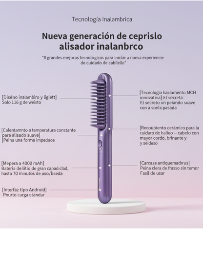 Mini Peine Alisador de pelo inalámbrico